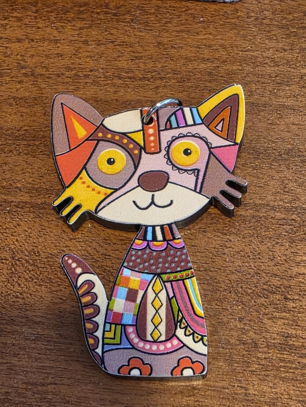 Colorful Patchwork Cat Necklace Charm Pendant
